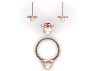 Pearl jewelry stl 3dm Pendant Earring Ring Jewelry Set ps0013 3D print model