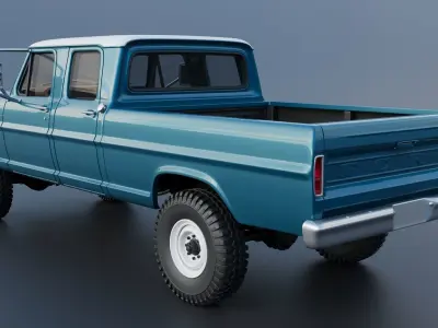 Pickup Truck F250 Crew Cab 1969 3D print model