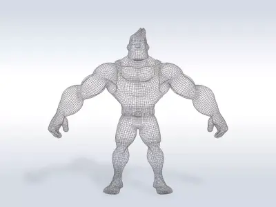 3D Cartoon character t pose muscle strong man sport gym  3D model