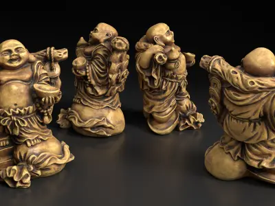 Laughing Buddha Statue Low-poly 3D model