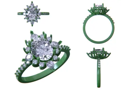 Oval Diamond Ring 3D print model