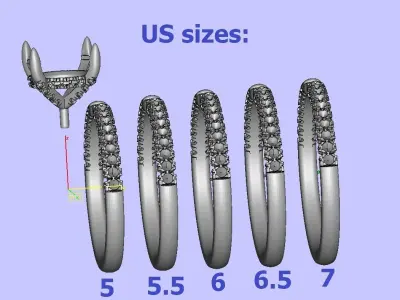 9mm Stone Engagement ring French pave setting  3D print model