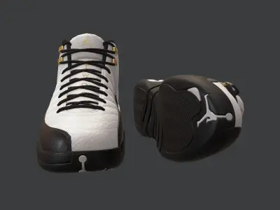 PBR Air Jordan 12-retro sneakers Royalty colorway Low-poly 3D model