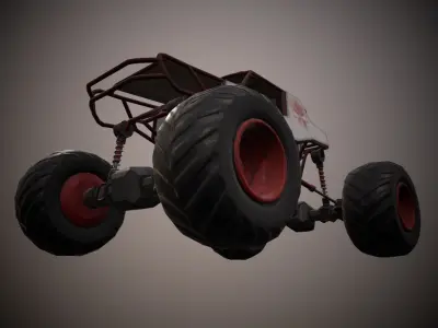 Red Monster Truck Low-poly 3D model