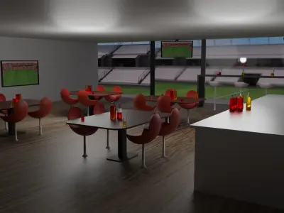 Football Stadium and Interiors Low-poly 3D model buy