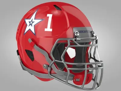 Red Football Helmet Low-poly 3D model
