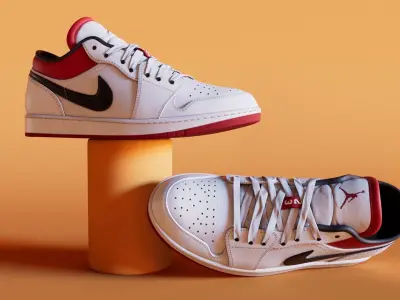 Snecker WhiteUniveristyRed Nike Model  Low-poly 3D model