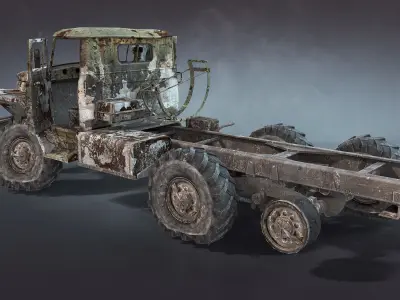 Ural-375 Burnt Low-poly 3D model