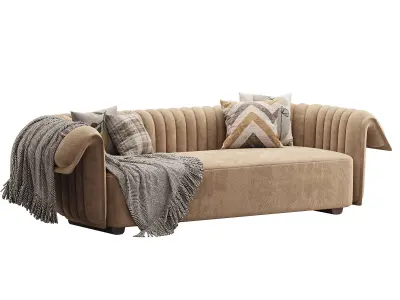 Curved Sofa Microfiber Leather 3D model