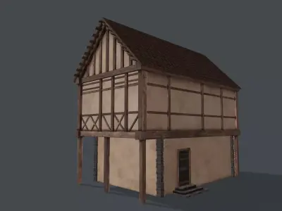Medieval house Free low-poly 3D model 5