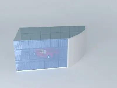 Model auta glass building with car in it Free 3D model