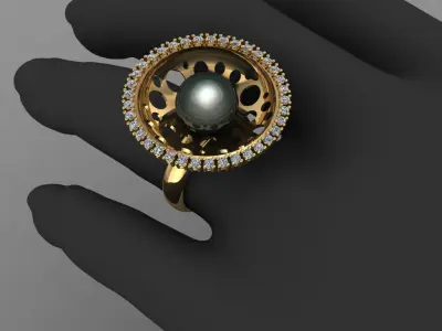 Ring with stone  3D print model