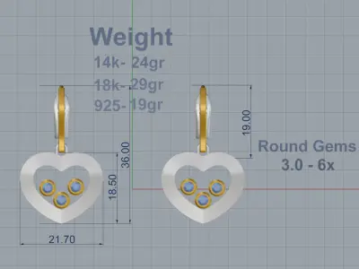 Chopard  Heart Earrings 3D print model