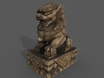 Chinese guardian lion Low-poly 3D model
