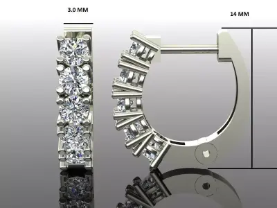 Women Diamond Earrings 3D print model 2