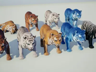 Tiger stylized Low-poly 3D model purchase