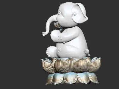 Elephant on lotus flower 3D model