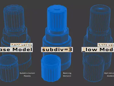 Metal Valve Stem Low-poly 3D model