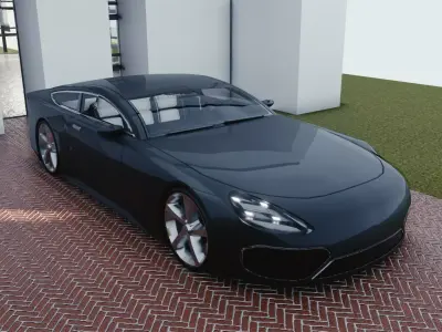 BLENDER EEVEE Brandless Sports GT coupe Low-poly 3D model