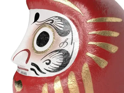 Daruma japanese doll Low-poly 3D model