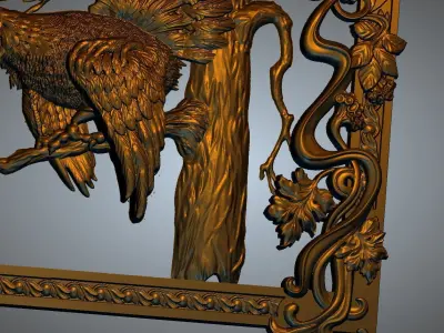 Pheasant on a tree 3D print model