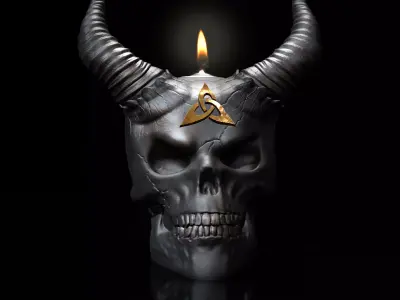 Celtic Skull III  with Horns  Tealight Holder STL 3D Print Model 3D print model