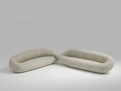 Modern sofa Low-poly 3D model 4