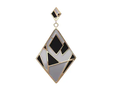 Gold Enamel Earrings 3D model