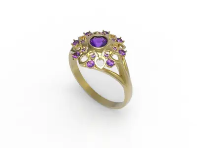 Pretty ring - Titanic sapphire 3D print model 3D print model