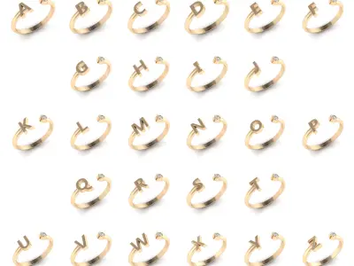 Collection 22 Alphabet ring 3D Model Pack