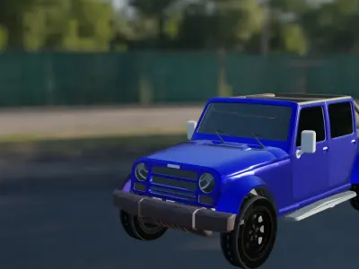 Blue Tour Jeep Low-poly 3D model