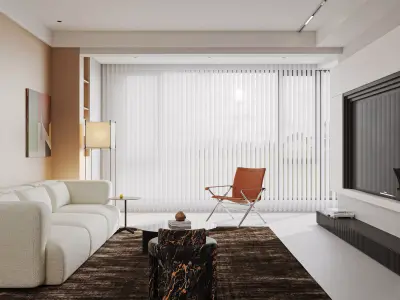 Modern living room dining room interior scenes 116 3D model
