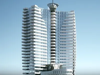 Hotel1 high rise building on sky 3D model