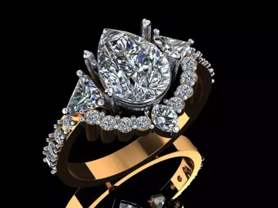 G1017 Aurora Crown Ring 3gm 3D print model