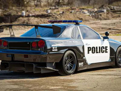 Nissan Skyline R34 Police Car 3D model