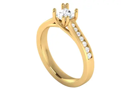 Elegant Ladies Natural Diamond Engagement Ring 3D print model