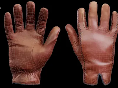 Leather Gloves 002 Low-poly 3D model