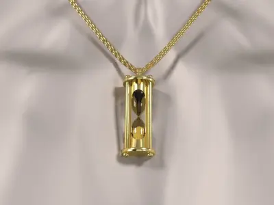 Hourglass pendant on a chain 3D model