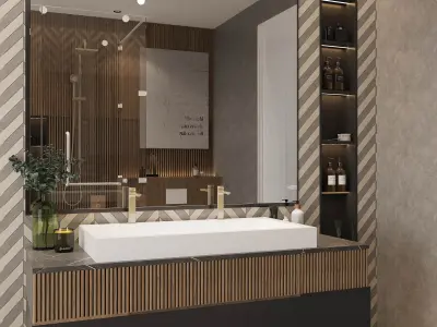 Dark Luxury Bathroom Dressing Room Interior  3D model