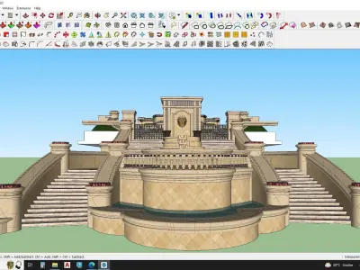 luxury fountain on stair 3d model 3D model