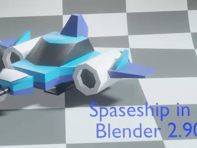 LOW-POLY Spaceship in blender Free low-poly 3D model