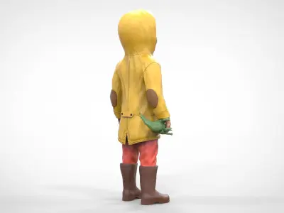 A Kid staring at a car in a Car exhibition 3D print model