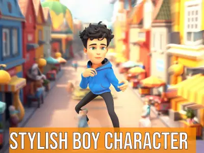 Stylish Boy Character model pack Low-poly 3D model