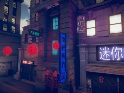 Asian City Low-poly 3D model