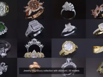 Jewelry ring luxury collection with discount 3D Model Pack