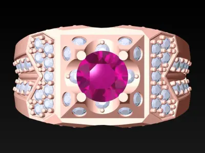 Diamond Rings - Mens Ring - N1014 3D print model