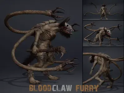 Bloodclaw Furry Low-poly 3D model