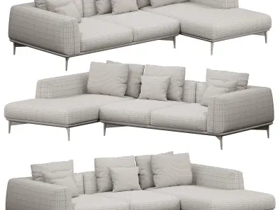 Noelle Sectional Curved Sofa 3D model