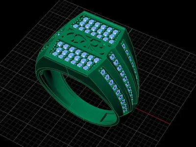 Print Ready STL 3DM  Gents Rings Diamond Men Ring  3D print model 155