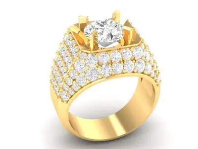 Luxury Pave Men Ring with Large Red Center Gem 188 3D print model